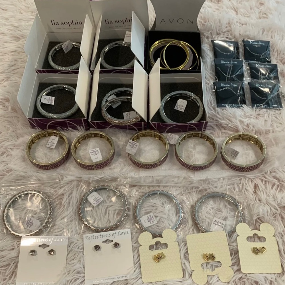 27 Pcs Jewelry Lia Sophia Bracelets Avon Bangles Disney Earrings Swarovski